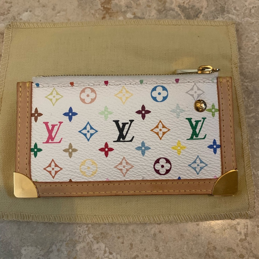 Louis Vuitton monogram multicolor key pouch in white - Picture 9 of 13